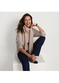 LANDS' END Pullover und Schal im Set, Damen,  Beige, Wolle/Polyester/Viskose, by Lands' End