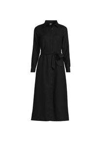 LANDS' END Leinen-Midikleid, Damen,  Schwarz, by Lands' End