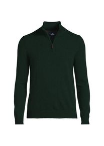 LANDS' END Kaschmir-Pullover mit Rei&szlig;verschluss, Herren,  Gr&uuml;n, Kaschmir, by Lands' End