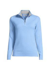 LANDS' END Kaschmir-Pullover mit Rei&szlig;verschluss, Damen,  Blau, Kaschmir, by Lands' End