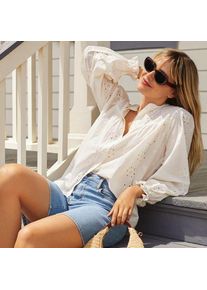 LANDS' END Lochmuster-Bluse, Damen,  Wei&szlig;, Baumwolle, by Lands' End