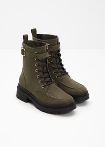 bonprix Schn&uuml;rboots mit Schnalle, gr&uuml;n, Gr.36, L&auml;ssiger Schn&uuml;r Boot mit dekorativer Schnalle