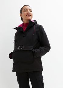bonprix wasserdichte Ski Funktions-Schlupfjacke mit Fleece-Futter, schwarz, Gr.52, Skijacke zum Reinschl&uuml;pfen mit Fleece-Futter, Oversized