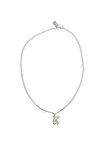 Halsreif Karl Kani "Karl Kani KK Rhinestone Pendant Cuban Link Chain", silber, Halsketten, Damen, onesize