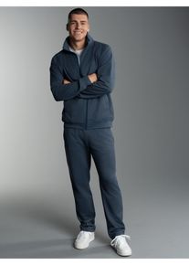 Jogginganzug TRIGEMA "TRIGEMA Jogginganzug", Herren, Gr. S, blau (nightblau, melange), Sweatware, 70% Baumwolle, 30% Polyester, Sportanz&uuml;ge Jogginganzug