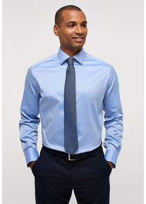 Langarmhemd Eterna "MODERN FIT", Damen, Gr. 41, Normalgr&ouml;&szlig;en, blau (mittelblau), Twill, 100% Baumwolle, tailliert, Manschette, Hemden Langarmhemd, NON IRON (b&uuml;gelfrei)