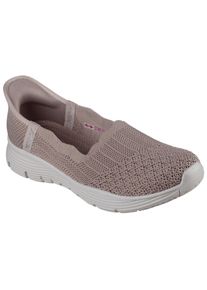 Slip-On Sneaker Skechers "SEAGER-BELIEVE IT", Damen, Gr. 35, grau (taupe), Textil, Schuhe Slip-On Sneaker, Slipper, Reha Schuh mit Handsfree Slip-ins Funktion