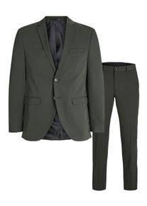 Jack & Jones Anzug JACK & JONES "JPRFRANCO Extra schmal, pflegeleicht, stilvoll mit fallendem Revers", Herren, Gr. 52, N-Gr, rot (rosin fit:super slim fit), Web, Obermaterial: 78% Polyester, 17% Viskose, 5% Elasthan, unifarben, slim fit, Anz&uuml;ge Anzug, Materialmix, slim fit