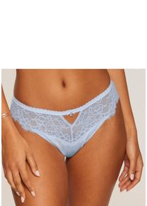 String Lascana "Alana", Damen, Gr. 44/46, blau (hellblau), Obermaterial: 56% Polyamid, 32% Seide, 12% Elasthan, Unterhosen String, mit hohem Seidenanteil und edler Spitze