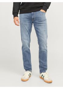 Jack & Jones Regular-fit-Jeans JACK & JONES "JJICLARK JJEVAN AM 795 NOOS", Herren, Gr. 28, L&auml;nge 30, blau (blau denim), Denim/Jeans, Obermaterial: 95% Baumwolle, 4% Elastomultiester, 1% Elasthan, Abriebeffekte, regular fit normal, Jeans Regular-fit-Jeans