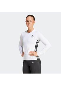 Funktionsshirt adidas Performance "ESSENTIALS 3-STREIFEN WORKOUT LONGSLEEVE", Damen, Gr. L, schwarz-wei&szlig; (wei&szlig;, schwarz), Obermaterial: 88% Polyester, 12% Elasthan, V-Ausschnitt, Shirts Funktionsshirt