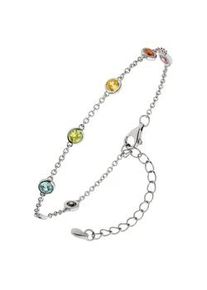 Silberarmband Jobo "Armband Herz 15 cm - 19,5 cm verstellbar", silber 925, mehrfarbig, Armb&auml;nder, Damen, 19,5cm, Silber 925 (Sterlingsilber), Silberarmband, 925 Silber mit 7 bunten Zirkonia