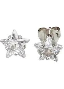 Paar Ohrstecker Jobo "Ohrringe Stern Sterne 8 mm", silber 925, Ohrringe, Damen, Silber 925 (Sterlingsilber), 925 Silber mit 2 Zirkonia