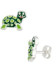 Paar Ohrstecker Jobo "Kinderohrringe Schildkr&ouml;te", gr&uuml;n, Ohrringe, M&auml;dchen, Silber 925 (Sterlingsilber), 925 Silber rhodiniert