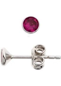 Paar Ohrstecker Jobo "Ohrringe 4,5 mm rund rot", silber 925, Ohrringe, Damen, 4,5mm, Silber 925 (Sterlingsilber), 925 Silber mit 2 Zirkonia