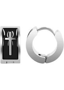 Adelia&acute;s Paar Creolen ADELIA ́S "Damen Ohrringe &ndash; Creole Kreuz aus Edelstahl", Damen, Gr. Damen, Edelstahl, schwarz, Ohrringe, Perfekt als Geschenk zum einen besonderen Tag