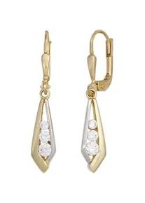 Paar Ohrh&auml;nger Jobo "Ohrringe in Bicolor-Optik", gelbgold 333, Ohrringe, Damen, Gelbgold 333, 333 Gold mit 6 Zirkonia