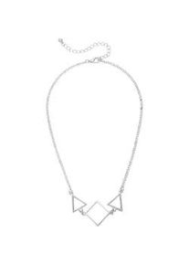 Collierkettchen Steuer "49cm Formen Geometrie Struktur", wei&szlig;, Halsketten, Damen, 49cm, Metall, L: 49 B: 21mm, glitzernd, B:21mm