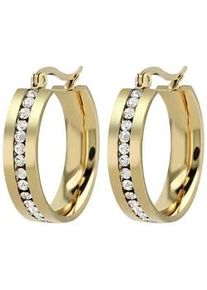 Adelia&acute;s Paar Creolen ADELIA ́S "Damen Ohrringe &ndash; Creole aus Edelstahl mit Strass Steinchen", Damen, Gr. Damen, Edelstahl, gold, Ohrringe, Perfekt als Geschenk zum Valentinstag