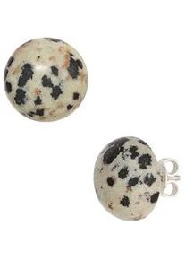 Paar Ohrstecker Jobo "Halbkugel Ohrringe 10 mm", silber 925, Ohrringe, Damen, 12mm, Silber 925 (Sterlingsilber), 925 Silber mit Dalmatinerjaspis