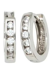 Paar Creolen Jobo "Ohrringe 12 mm", wei&szlig;, Ohrringe, Damen, 12mm, Silber 925 (Sterlingsilber), 925 Silber mit 10 Zirkonia