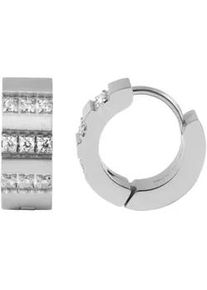 Adelia&acute;s Klappcreolen ADELIA ́S "Damen Ohrringe &ndash; Klappcreole aus Edelstahl mit Strass Steinchen", Damen, Gr. Damen, Edelstahl, silber, Ohrringe Klappcreolen, Perfekt zum Verschenken an besondere Menschen