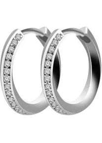 Adelia&acute;s Klappcreolen ADELIA ́S "Damen Ohrringe &ndash; Klappcreole aus 925 Silber mit Zirkonia", Damen, Gr. Damen, Silber 925 (Sterlingsilber), silber, Ohrringe Klappcreolen, Ideal als Geschenk &ndash; dezent und elegant