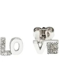 Paar Ohrstecker Jobo "Ohrringe LOVE Liebe", silber 925, Ohrringe, Damen, Silber 925 (Sterlingsilber), 925 Silber rhodiniert mit 18 Zirkonia