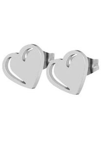 Adelia&acute;s Paar Ohrh&auml;nger ADELIA ́S "Damen Ohrringe &ndash; Ohrstecker Herz aus Edelstahl", Damen, Gr. Damen, Edelstahl, silber, Ohrringe, Zum Verschenken an Menschen, die Ihnen am Herzen liegen