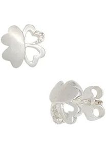 Paar Ohrstecker Jobo "Kinderohrringe Gl&uuml;cksbringer Kleeblatt 7 mm", silber 925, Ohrringe, M&auml;dchen, Silber 925 (Sterlingsilber), 925 Silber rhodiniert mit 4 Zirkonia