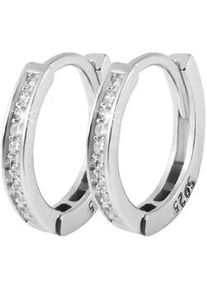 Adelia&acute;s Klappcreolen ADELIA ́S "Damen Ohrringe &ndash; Klappcreole aus 925 Silber mit Zirkonia", Damen, Gr. Damen, Silber 925 (Sterlingsilber), silber, Ohrringe Klappcreolen, Ein kleines Geschenk mit gro&szlig;er Wirkung