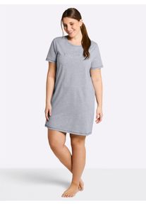 w&auml;schepur sheego Gro&szlig;e Gr&ouml;&szlig;en Kurzarm Sleepshirts, grau + grau-gestreift, Gr&ouml;&szlig;e 44/46 - Damen
