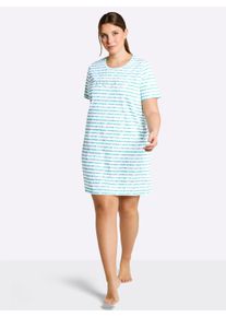 w&auml;schepur sheego Gro&szlig;e Gr&ouml;&szlig;en Kurzarm Sleepshirts, mint + mint-gestreift, Gr&ouml;&szlig;e 44/46 - Damen