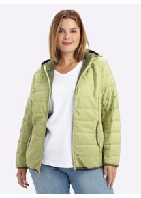 sheego Gro&szlig;e Gr&ouml;&szlig;en Steppjacke mit Kontrast-Paspeln, lindgr&uuml;n-khaki, Gr&ouml;&szlig;e 52 - Damen