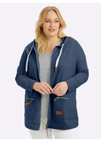 sheego Gro&szlig;e Gr&ouml;&szlig;en Sweatjacke in Longform, dunkelblau, Gr&ouml;&szlig;e 48 - Damen