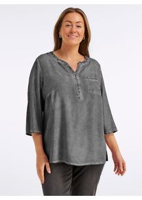 sheego Gro&szlig;e Gr&ouml;&szlig;en Tunika in oil dyed-Waschung, grau, Gr&ouml;&szlig;e 48 - Damen