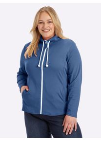 sheego Gro&szlig;e Gr&ouml;&szlig;en Sweatjacke aus Interlock-Jersey, formstabil, jeansblau, Gr&ouml;&szlig;e 44 - Damen