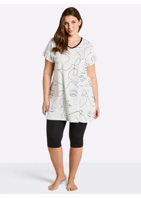 w&auml;schepur sheego Gro&szlig;e Gr&ouml;&szlig;en Caprianzug mit Tunika-Oberteil, wei&szlig;-schwarz-bedruckt, Gr&ouml;&szlig;e 52/54 - Damen