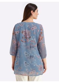 sheego Gro&szlig;e Gr&ouml;&szlig;en Tunika mit R&uuml;schen-Verzierung, bleu-bedruckt, Gr&ouml;&szlig;e 44 - Damen