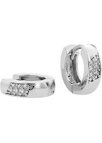Adelia&acute;s Klappcreolen ADELIA ́S "Damen Ohrringe &ndash; Klappcreole aus 925 Silber mit Zirkonia", Damen, Gr. Damen, Silber 925 (Sterlingsilber), silber, Ohrringe Klappcreolen, Eine sch&ouml;ne Geschenkidee f&uuml;r jeden Anlass