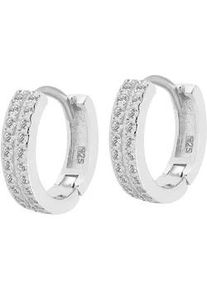 Adelia&acute;s Klappcreolen ADELIA ́S "Damen Ohrringe &ndash; Klappcreole aus 925 Silber mit Zirkonia", Damen, Gr. Damen, Silber 925 (Sterlingsilber), silber, Ohrringe Klappcreolen, Sch&ouml;ne Geschenkidee zum einfach so