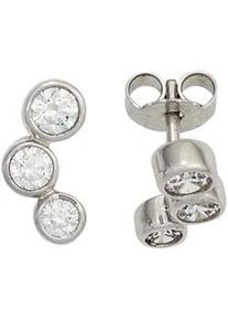 Paar Ohrstecker Jobo "Ohrringe Wei&szlig;goldohrringe", wei&szlig;gold 375, Ohrringe, Damen, Wei&szlig;gold 375, 375 Wei&szlig;gold mit 6 Zirkonia