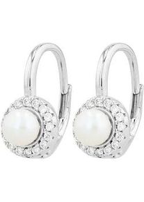 Adelia&acute;s Klappcreolen ADELIA ́S "Damen Ohrringe &ndash; Klappcreole aus 925 Silber mit S&uuml;&szlig;wasserperle", Damen, Gr. Damen, Silber 925 (Sterlingsilber), silber, Ohrringe Klappcreolen, Ideal zum Verschenken &ndash; schlicht und stilvoll