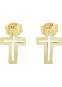 Adelia&acute;s Paar Ohrh&auml;nger ADELIA ́S "Damen Ohrringe &ndash; Ohrstecker Kreuz aus 925 Silber", Damen, Gr. Damen, Silber 925 (Sterlingsilber), gold, Ohrringe, Ein Geschenk, das Freude macht