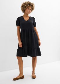 bonprix Oversized-Kleid aus Baumwoll-Musselin, schwarz, Gr.40, Weites Baumwollkleid mit streckendem V-Ausschnitt, aus Musselin