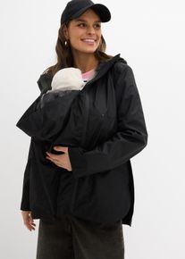 bonprix Ultraleichte wind- und regenfeste Umstands- und Tragejacke, schwarz, Gr.52, Funktionale Regenjacke mit Trageeinsatz f&uuml;r die Schwangerschaft