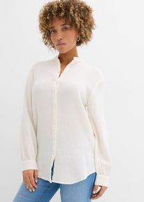 bonprix Longbluse aus luftigem Musselin, wei&szlig;, Gr.42, L&auml;ssige Oversized Musselin-Bluse mit Seitenschlitzen., aus Musselin