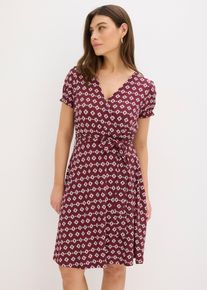 bonprix Jerseykleid aus Viskose-Mix, rot, Gr.36/38 (S), Figurumspielendes Kleid mit Allover-Print und Bindeg&uuml;rtel, aus Viskose