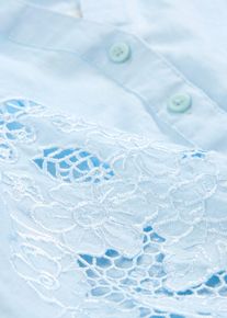 bonprix Tunika aus reinem Leinen, blau, Gr.52, mit sch&ouml;ner Lochstickerei am 3/4 &Auml;rmel aus reinerm Leinen, aus Leinen