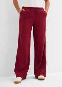bonprix Palazzo-Hose aus Leinen, rot, Gr.50, Weite Leinenhose mit Smock-Bund und Eingrifftaschen, aus Leinen,Viskose